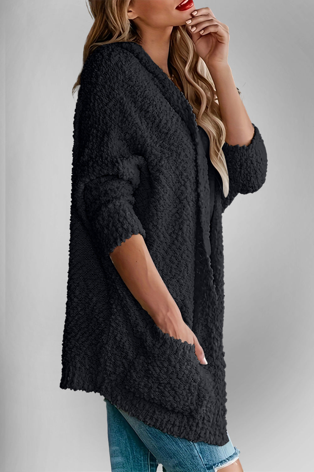 Hazel Blues® |  Double Take Pocketed Open Front Long Sleeve Cardigan