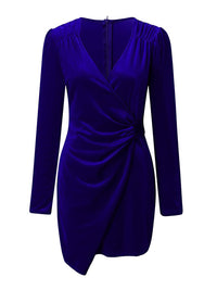 Hazel Blues® |  Ruched Surplice Long Sleeve Mini Dress