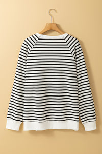 Hazel Blues® |  Side Slit Stripe Raglan Sleeve Sweatshirt