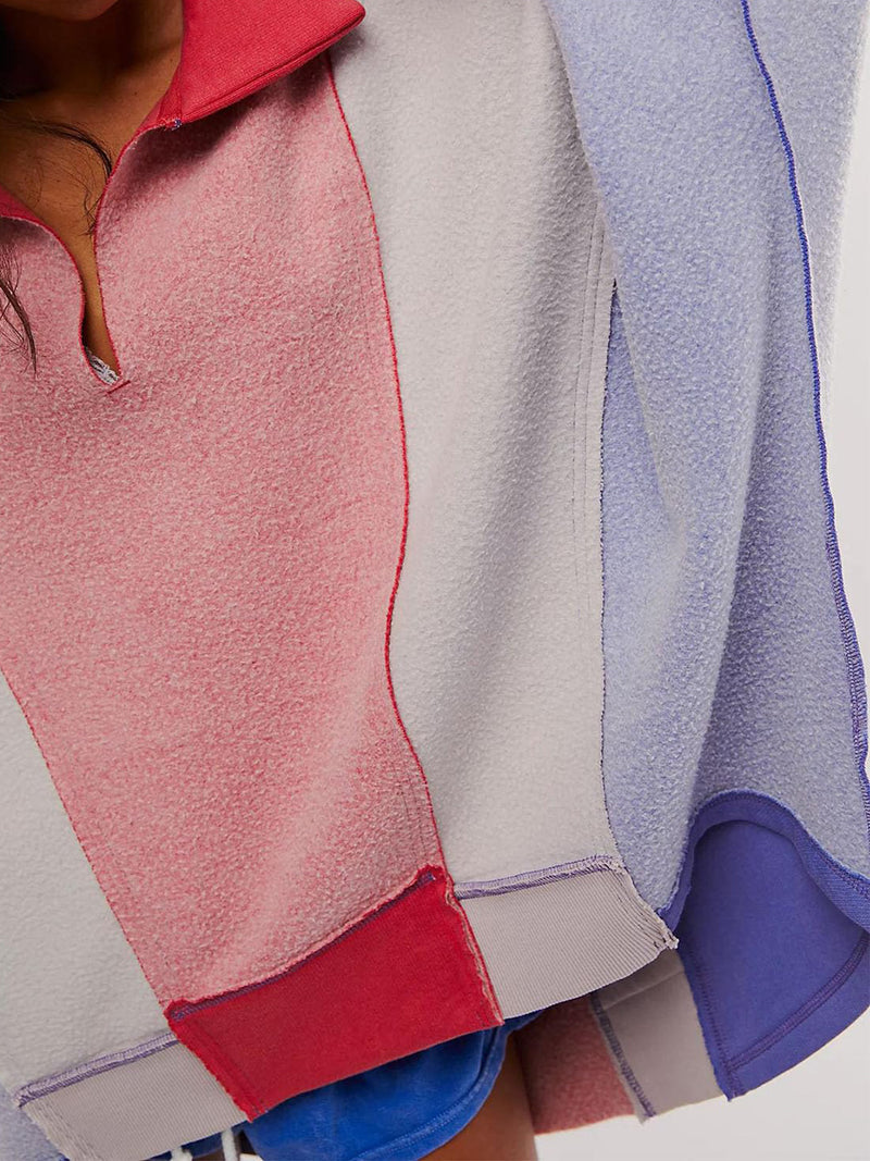 Hazel Blues® |  High-Low Exposed Seam Contrast Long Sleeve Sweatshirt