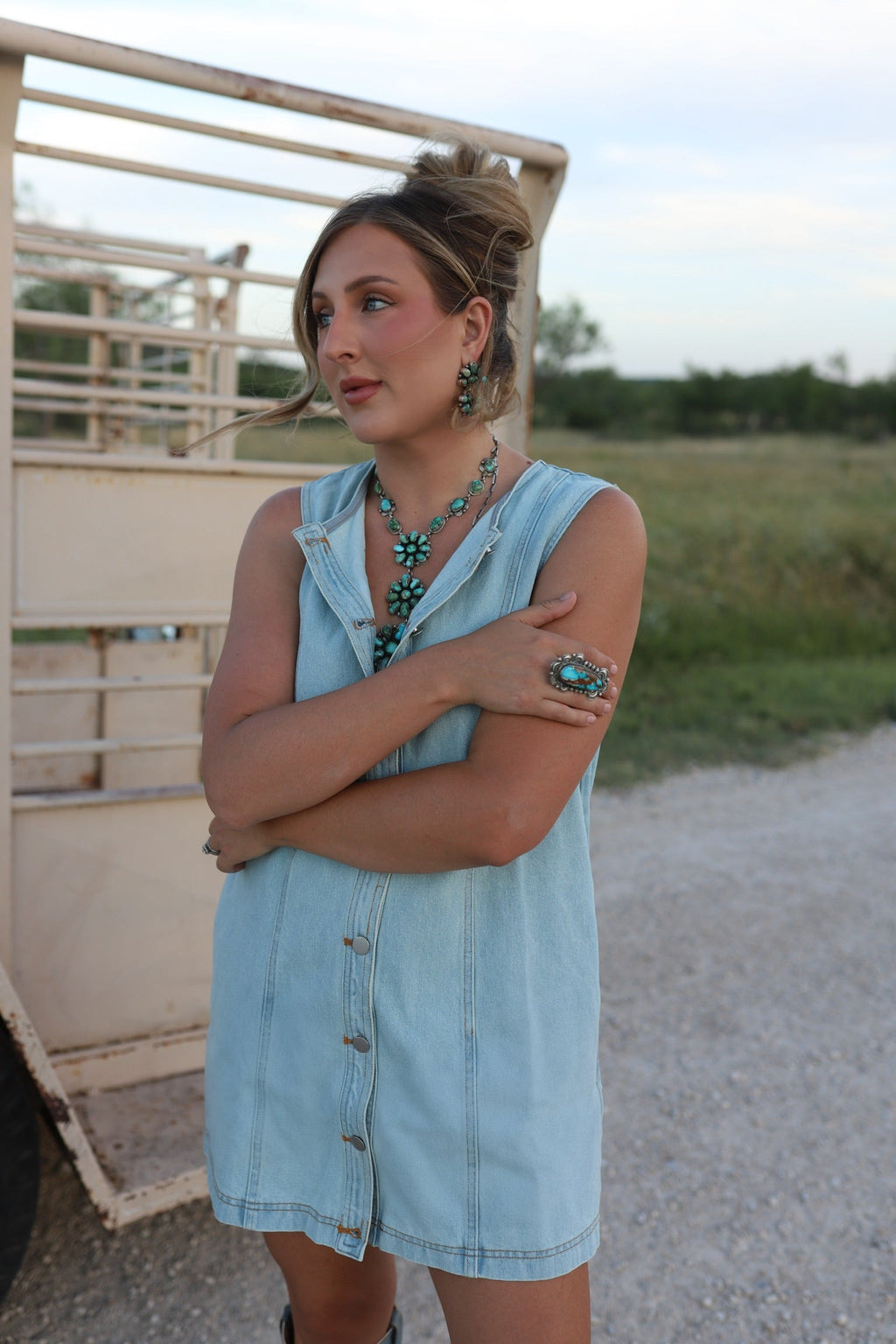 The Dobbs Denim Dress in Light Wash- Medium