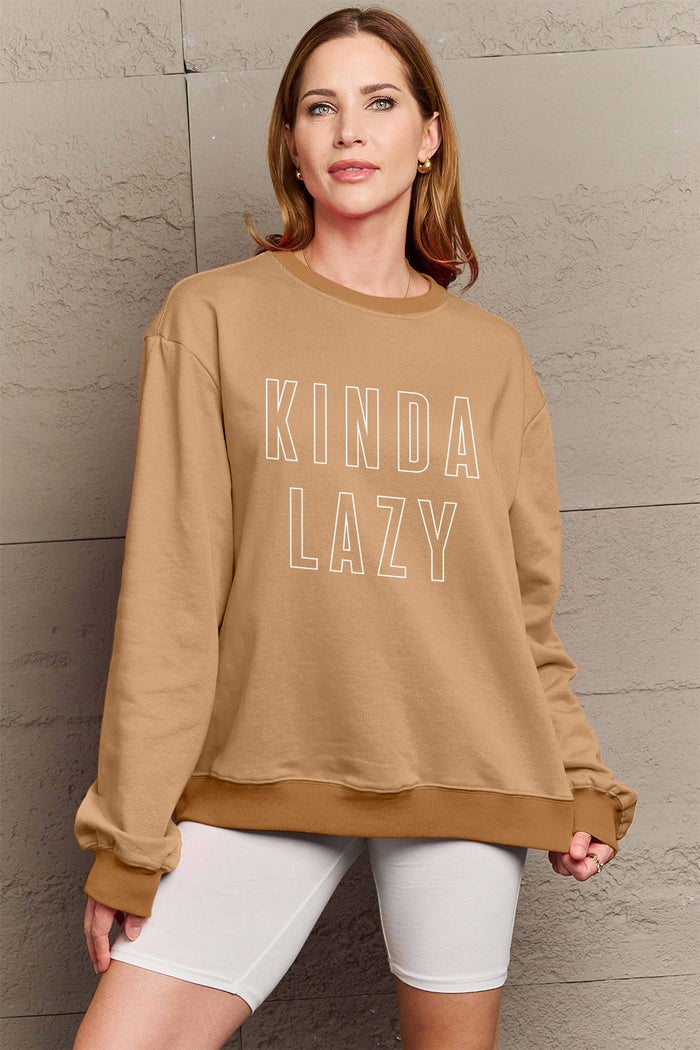 Hazel Blues® |  KINDA LAZY Round Neck Sweatshirt