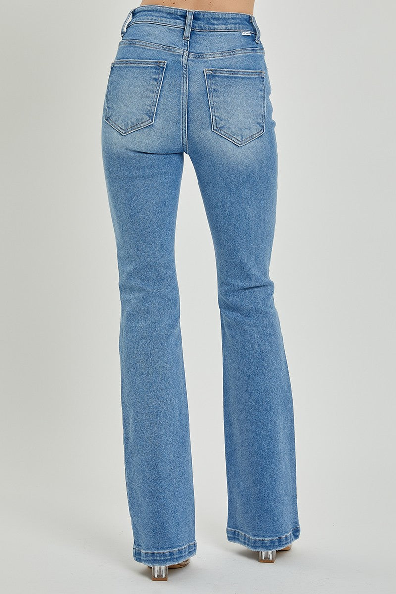 Hazel Blues® |  RISEN High Rise Button Fly Bootcut Jeans