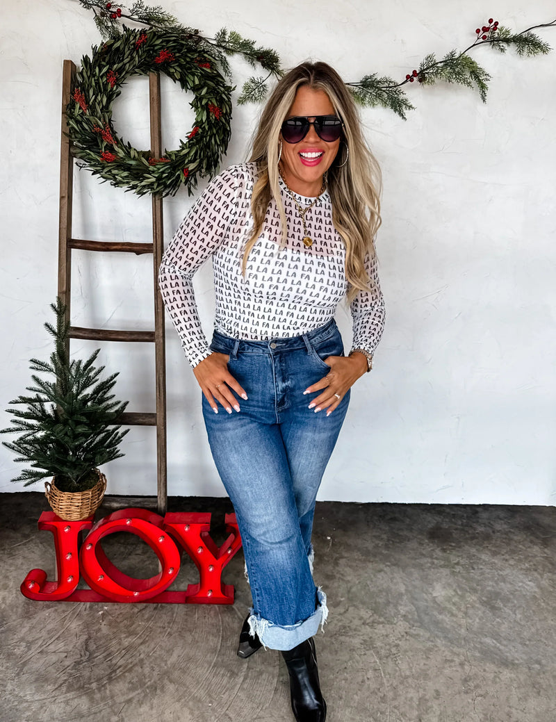 Hazel Blues® |  PREORDER: Christmas Printed Mesh Tops
