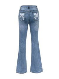 Hazel Blues® |  Bow Back Flare Jeans