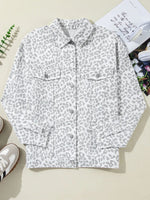 Hazel Blues® |  Leopard Button Up Long Sleeve Denim Jacket