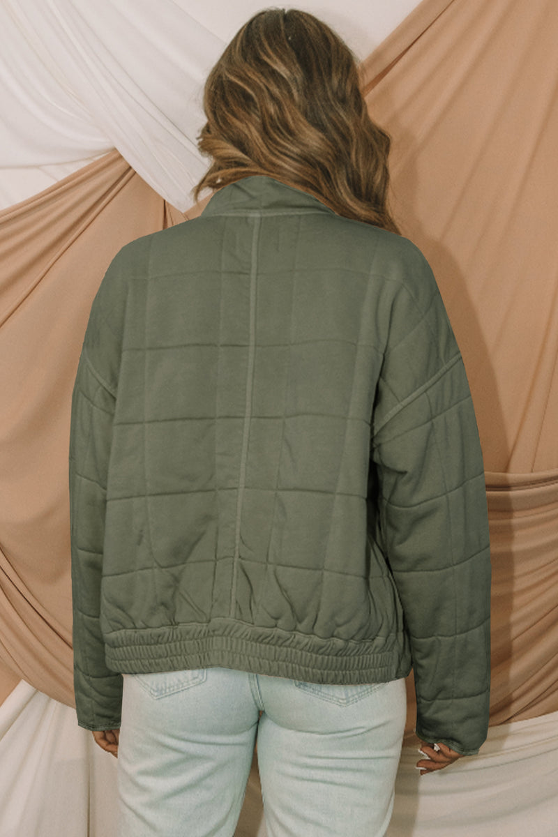 Green Zip-Up Pocket Quilted Jacket – Hazel Blues®