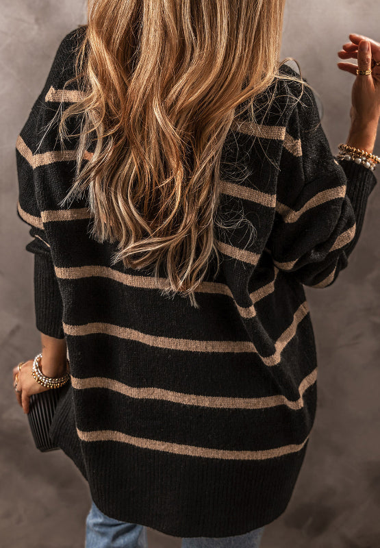 Hazel Blues® |  Striped Button Down Long Sleeve Cardigan