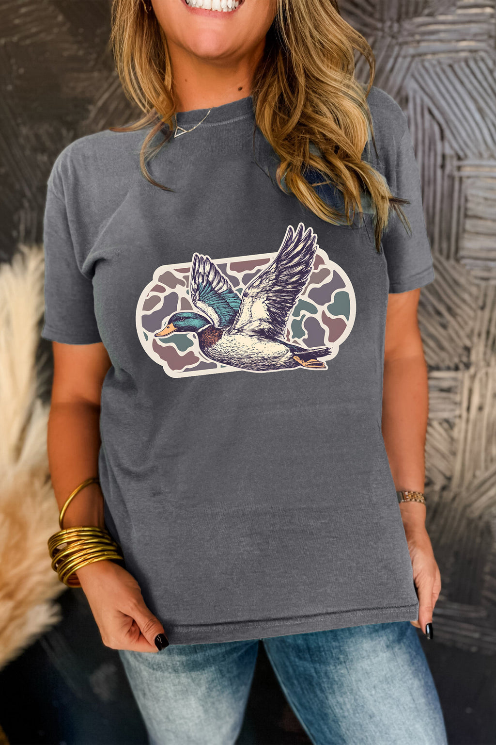 Gray Western Camo Mallard Graphic Tee