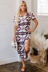 Hazel Blues® |  Red Western Aztec Printed Long T-shirt Dress