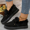 Hazel Blues® |  Bow Furry Round Toe Flat Slip-Ons
