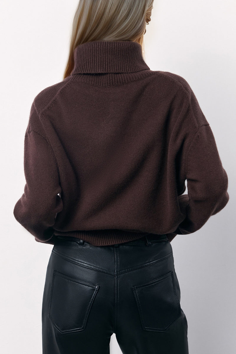 Hazel Blues® |  Basic Bae Turtleneck Long Sleeve Dropped Shoulder Sweater