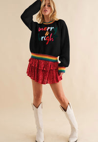 Hazel Blues® |  MERRY & BRIGHT Ribbed Round Neck Sweater