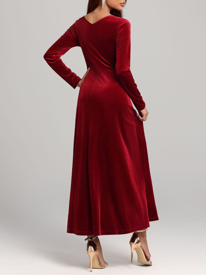 Hazel Blues® |  Square Neck Long Sleeve Velvet Dress