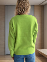 Hazel Blues® |  V-Neck Dropped Shoulder Long Sleeve Sweater
