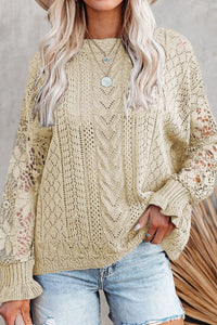 Hazel Blues® |  Openwork Round Neck Long Sleeve Sweater