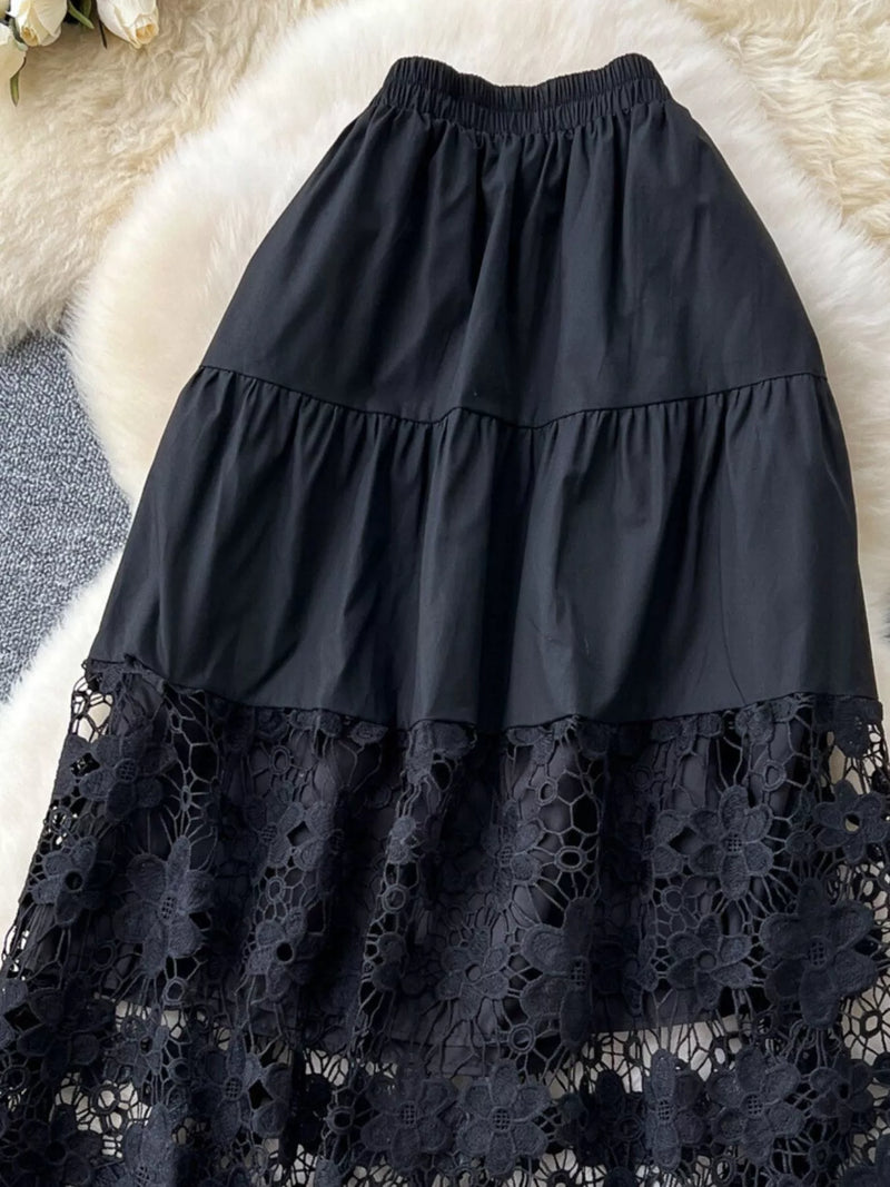 Lace Tiered Elastic Waist Skirt – Hazel Blues®