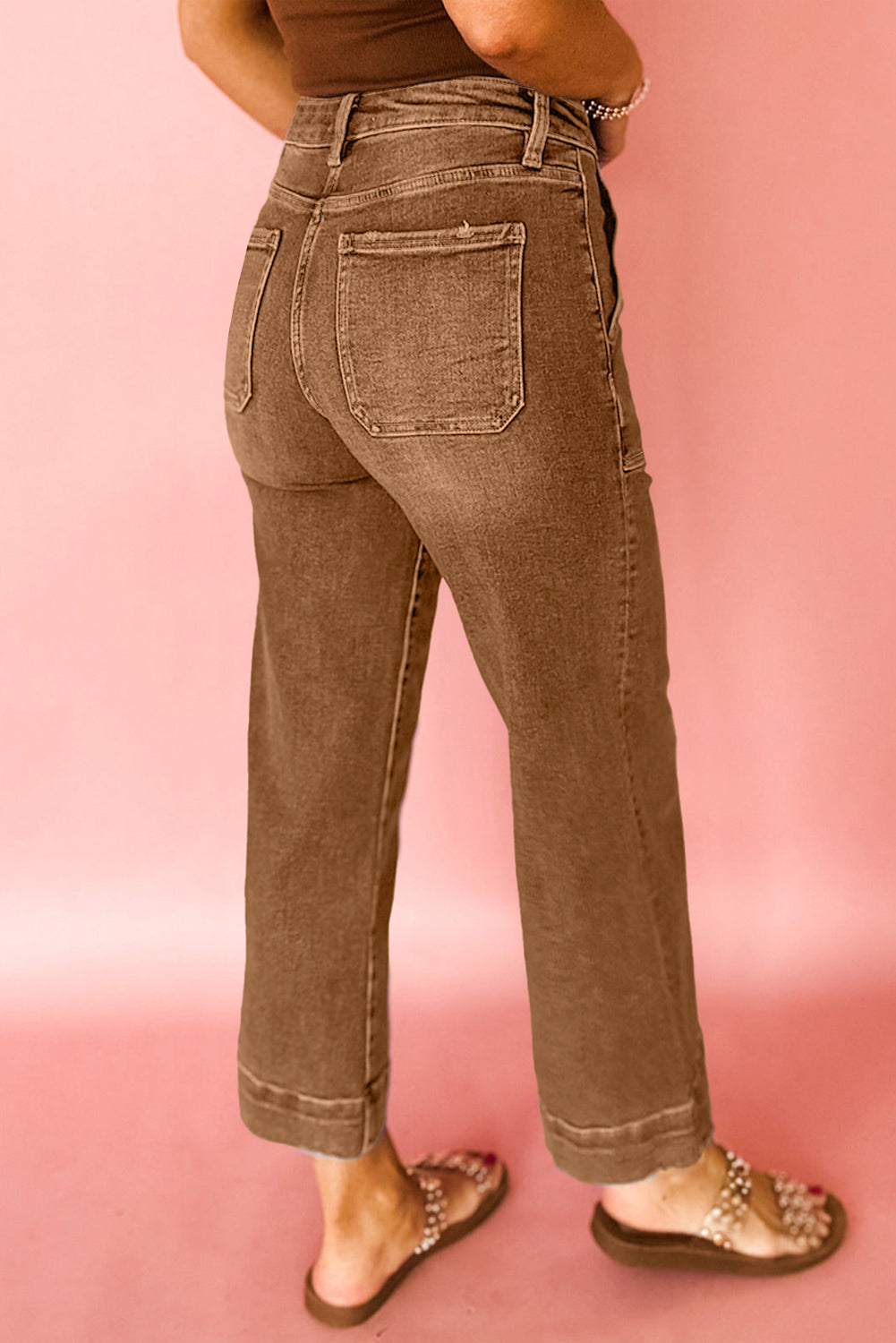 Hazel Blues® |  Breen Cropped High Rise Wide Leg Jeans