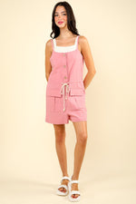 Hazel Blues® |  VERY J Half Button Drawstring Sleeveless Romper