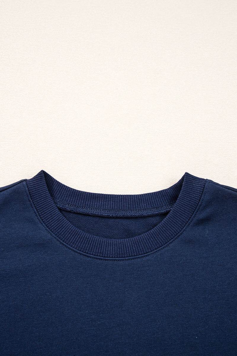 Hazel Blues® |  Evergreen Varsity Striped Detail Drop Shoulder Oversized Sweatshirt