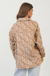 Hazel Blues® |  HYFVE Zebra Print Snap Down Long Sleeve Shacket