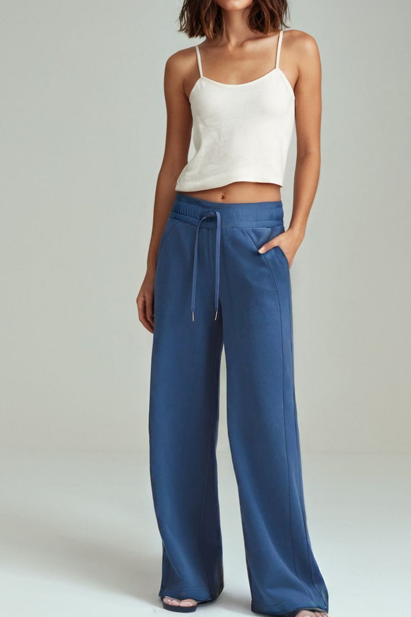 Hazel Blues® |  Drawstring Elastic Waist Straight Leg Pants