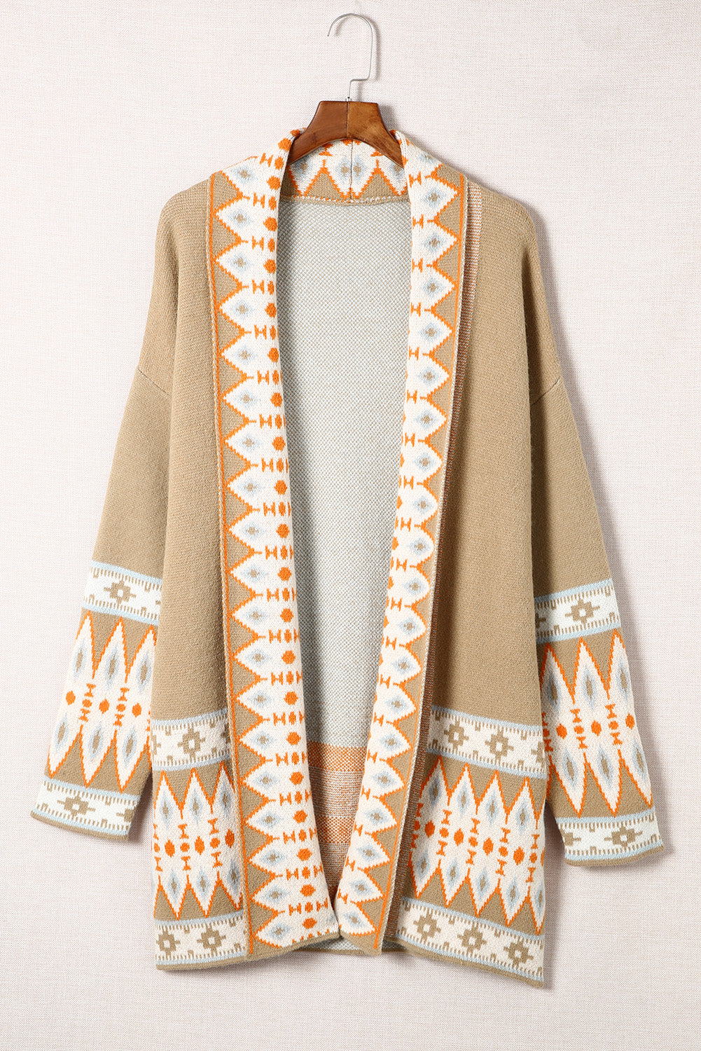 Hazel Blues® |  Geometric Open Front Long Sleeve Cardigan