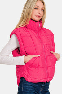 Hazel Blues® |  Zenana Zip Up Cropped Puffer Vest with Pockets