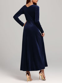 Hazel Blues® |  Square Neck Long Sleeve Velvet Dress