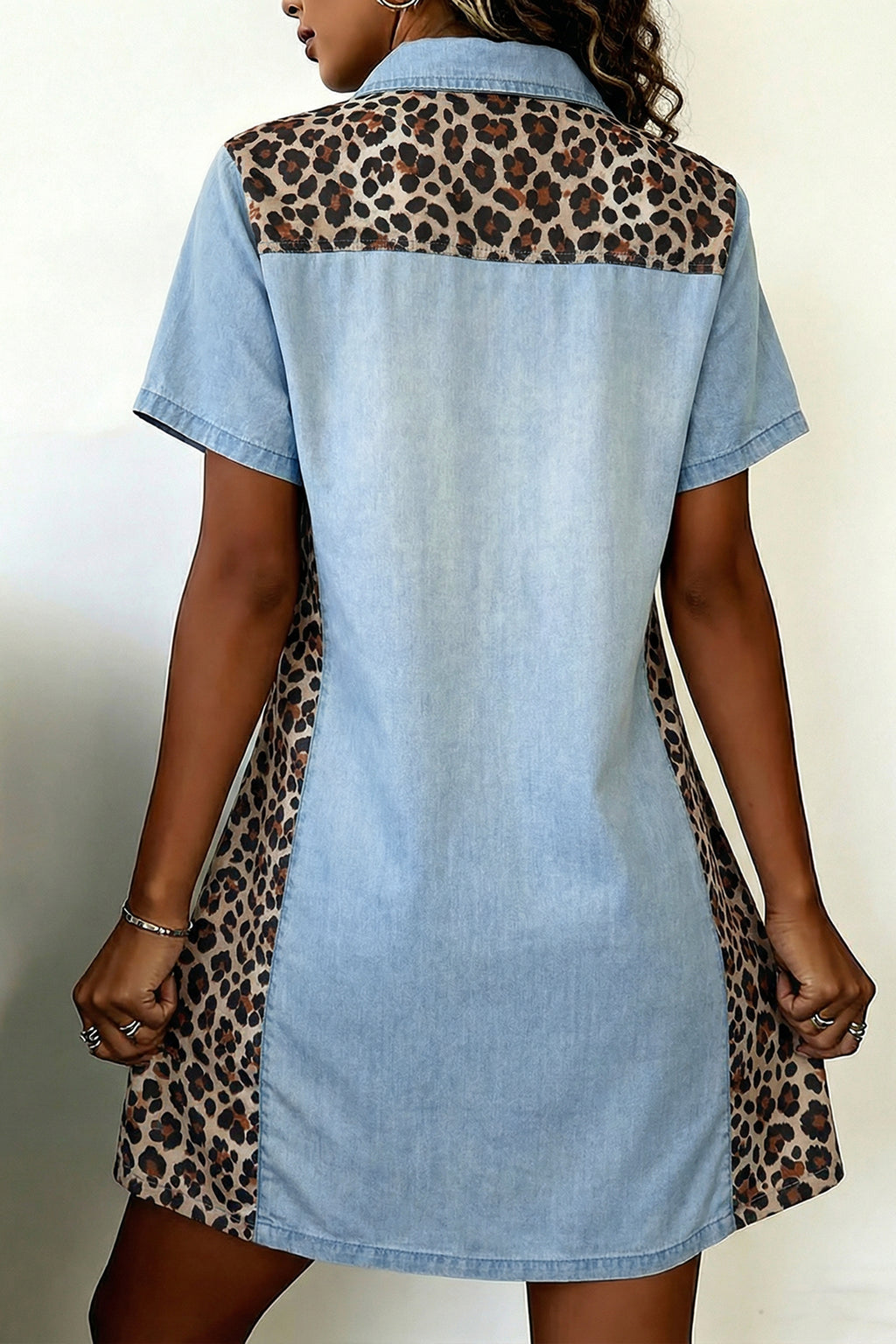 Spot On Mini Dress | Leopard Denim Mini Dress