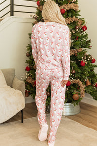 Hazel Blues® |  Santa Print Long Sleeve Top and Pants Lounge Set