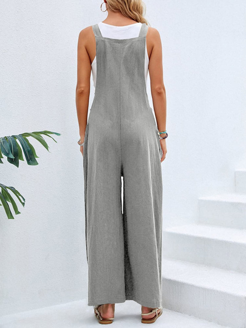 Hazel Blues® |  Square Neck Wide Strap Overalls