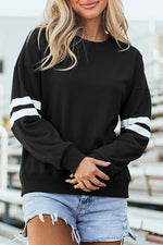 Hazel Blues® |  Evergreen Varsity Striped Detail Drop Shoulder Oversized Sweatshirt