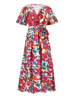 Hazel Blues® |  Tied Slit Floral Short Sleeve Dress