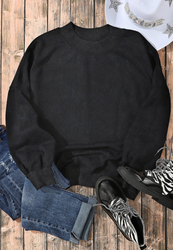 Hazel Blues® |  Mock Neck Dropped Shoulder Sweatshirt