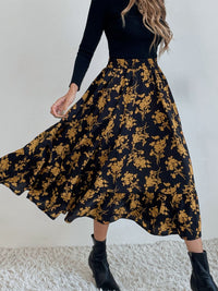 Hazel Blues® |  Printed Elastic Waist Midi Skirt