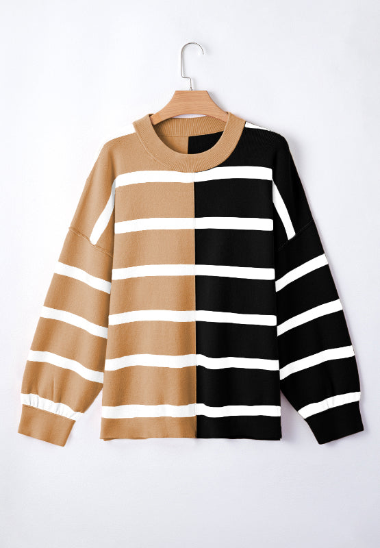 Hazel Blues® |  Contrast Striped Long Sleeve Sweatshirt