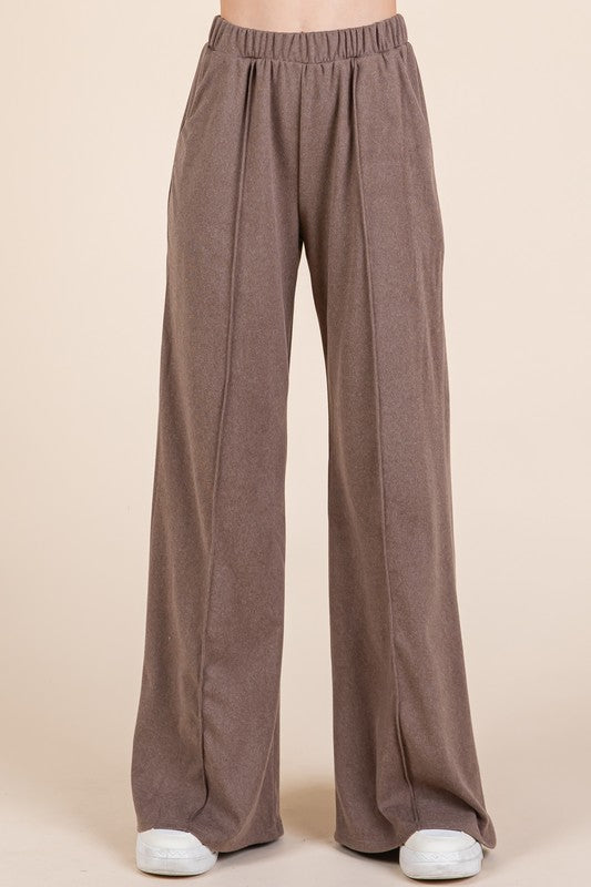 Hazel Blues® |  BOMBOM Elastic Waist Wide Leg Pants with Pockets