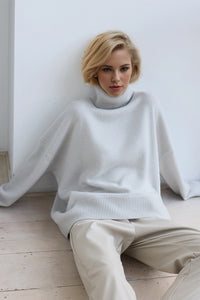 Hazel Blues® |  Basic Bae Turtleneck Dropped Shoulder Long Sleeve Sweater