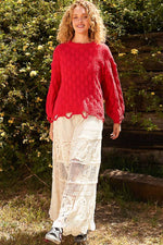 Hazel Blues® |  POL Checkered Distressed Edge Sweater