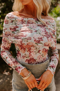 Hazel Blues® |  Floral Off-Shoulder Long Sleeve Bodysuit