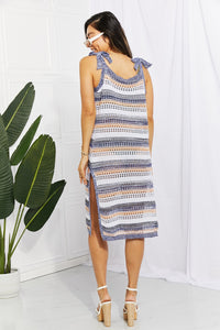 Hazel Blues® |  Striped Tie Shoulder Split Cover Up Dress