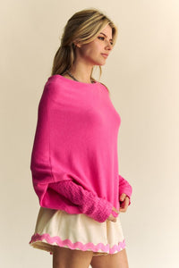 Hazel Blues® |  Davi & Dani Solid Color Batwing Sleeve Sweater