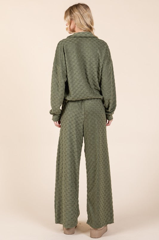 Hazel Blues® |  BOMBOM Tied Checkered Wide Leg Pants