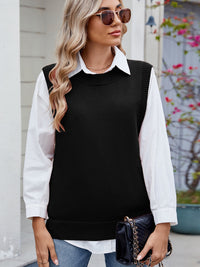 Hazel Blues® |  Buttoned Round Neck Sweater Vest