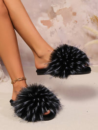 Hazel Blues® |  Fuzzy Open Toe Flat Sandals