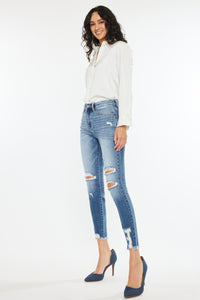 Hazel Blues® |  Kancan High Rise Frayed Ankle Skinny Jeans