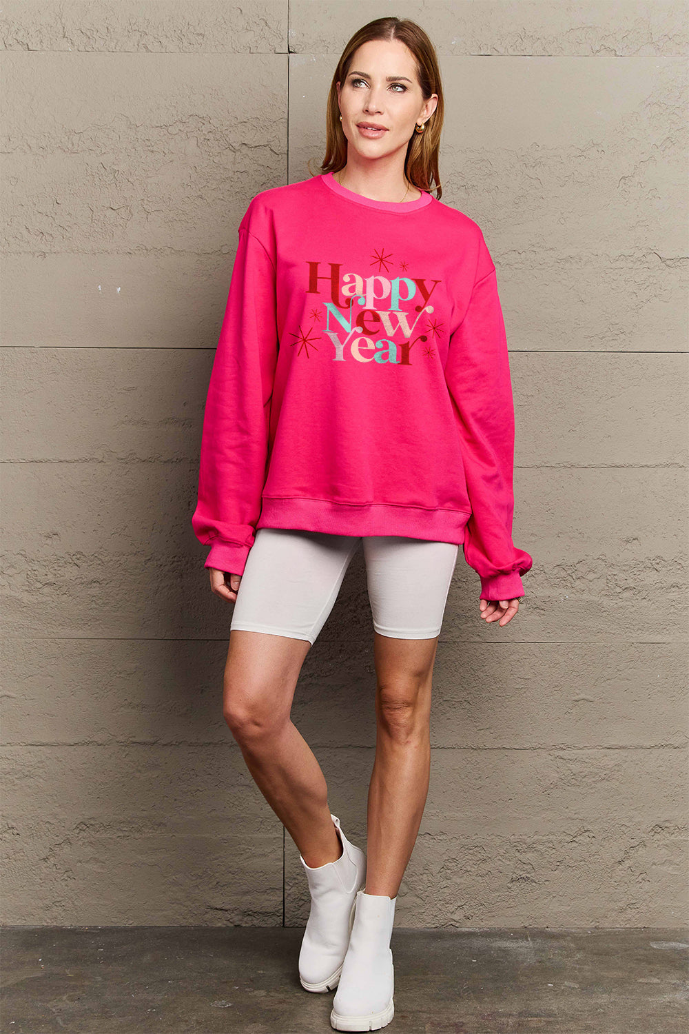 Hazel Blues® |  HAPPY NEW YEAR Round Neck Sweatshirt