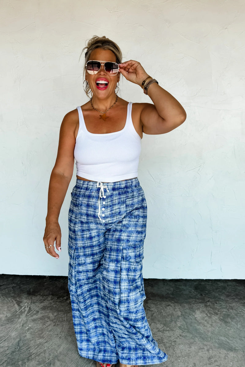 Hazel Blues® |  PREORDER: Plaid Behavior Wide Leg Pants