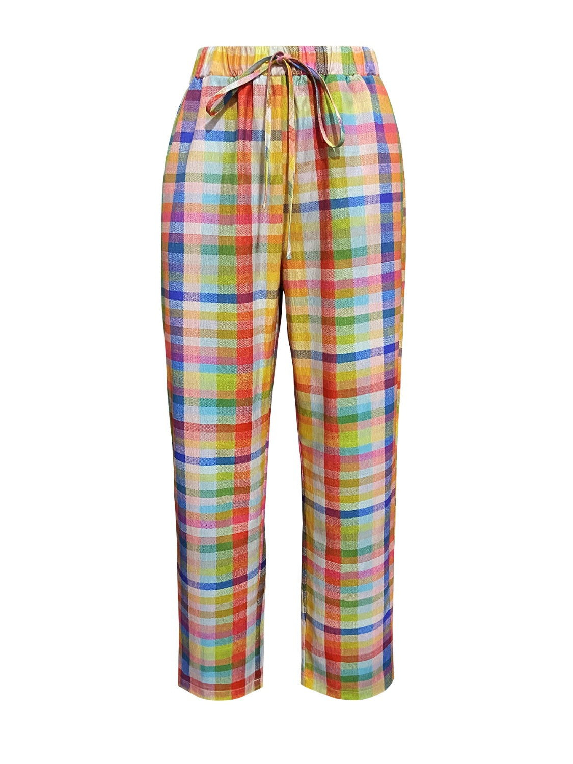 Hazel Blues® |  Tied Contrast Plaid Pants with Pockets